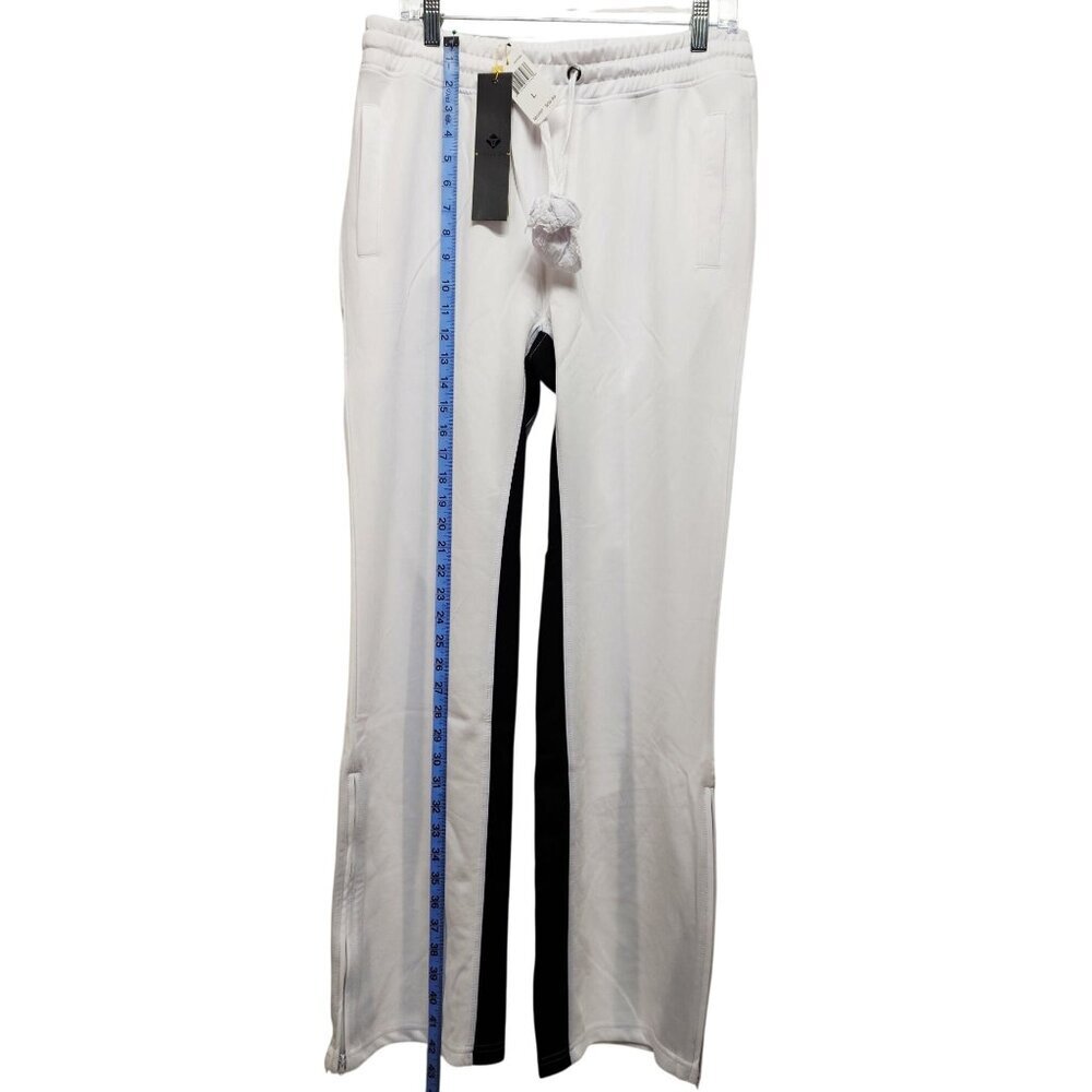Womens Screenshot White & Black Stripe flared Pants Size L - Picture 7 of 10